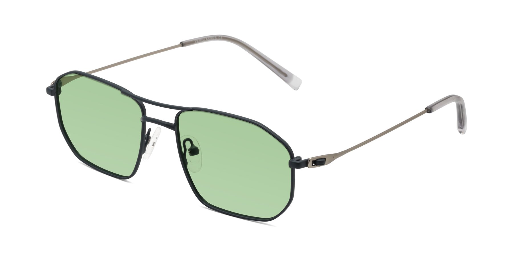 Angle of Cress in Stone Blue-Silver with Medium Green Tinted Lenses