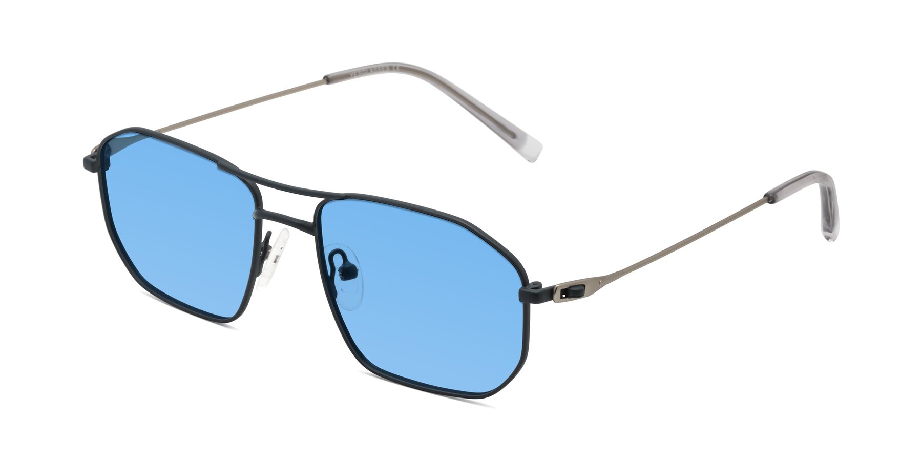 Angle of Cress in Stone Blue-Silver with Medium Blue Tinted Lenses