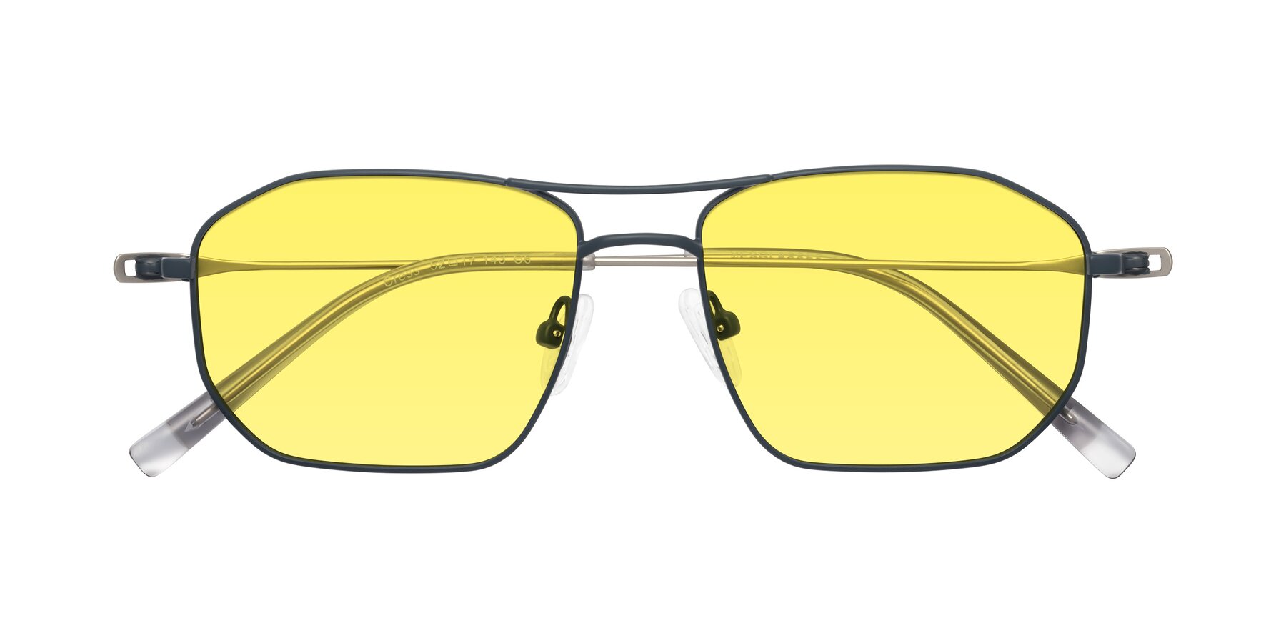 Folded Front of Cress in Stone Blue-Silver with Medium Yellow Tinted Lenses