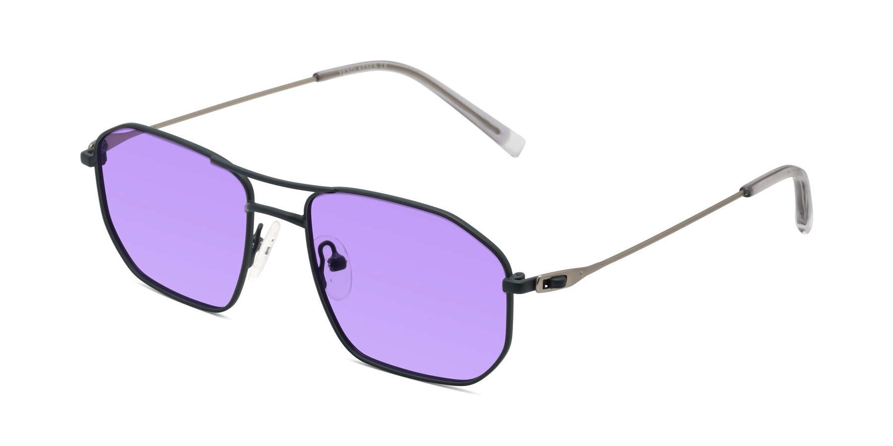 Angle of Cress in Stone Blue-Silver with Medium Purple Tinted Lenses