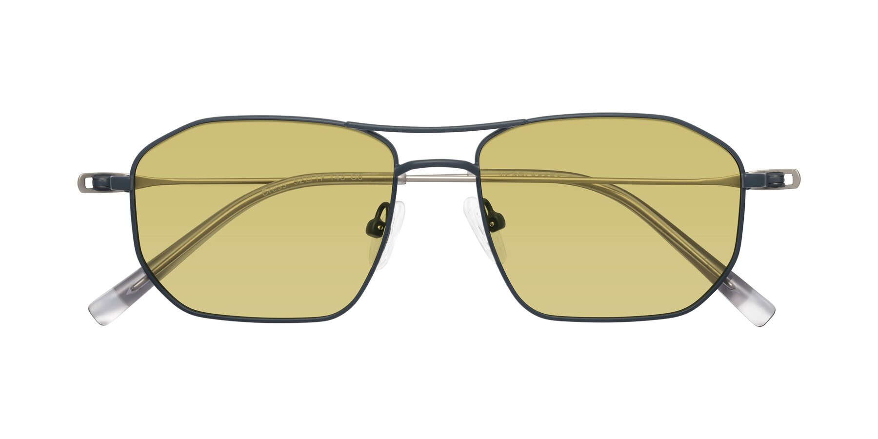 Folded Front of Cress in Stone Blue-Silver with Medium Champagne Tinted Lenses