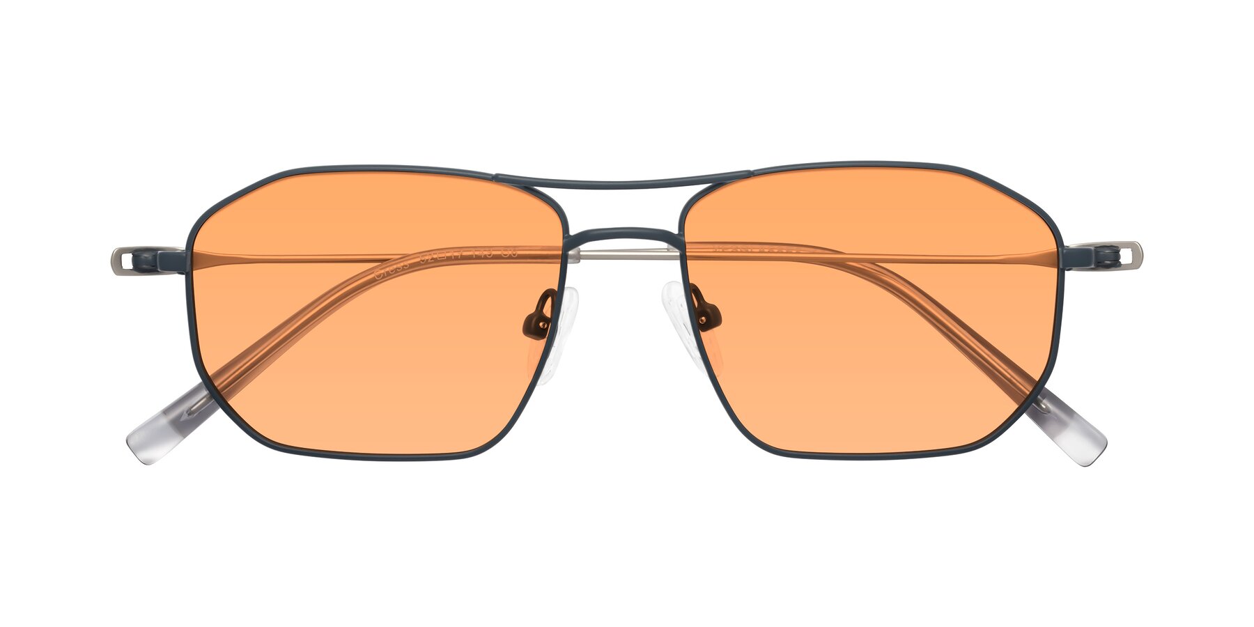 Folded Front of Cress in Stone Blue-Silver with Medium Orange Tinted Lenses