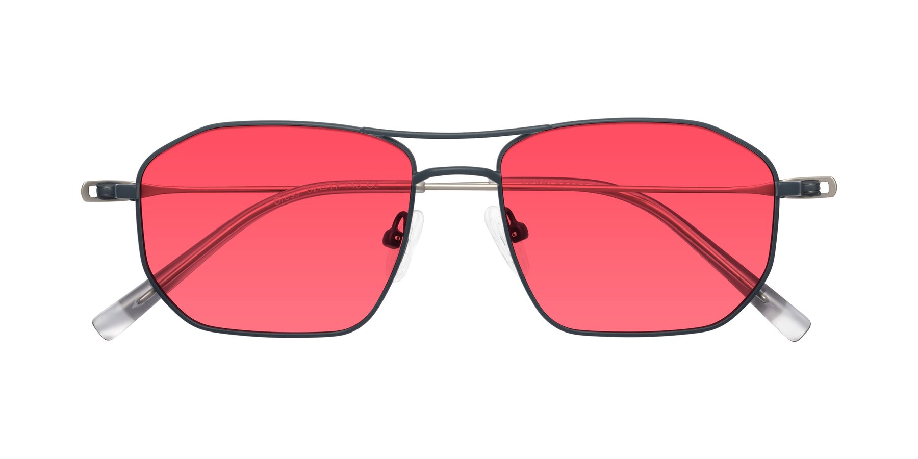 Folded Front of Cress in Stone Blue-Silver with Red Tinted Lenses