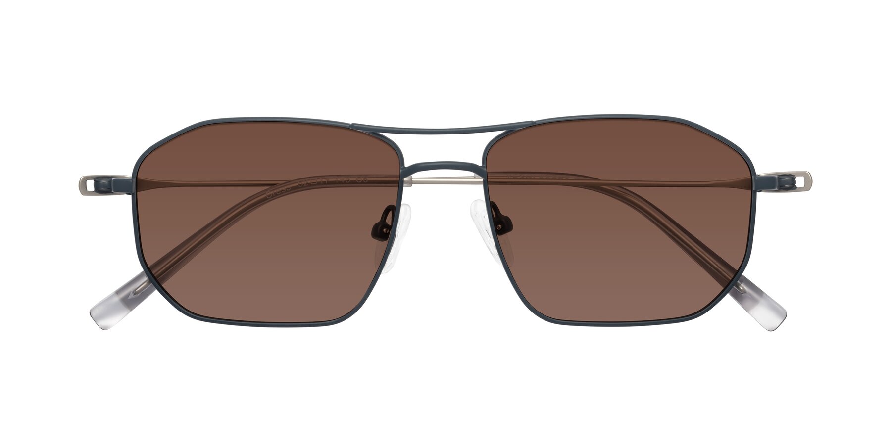 Folded Front of Cress in Stone Blue-Silver with Brown Tinted Lenses