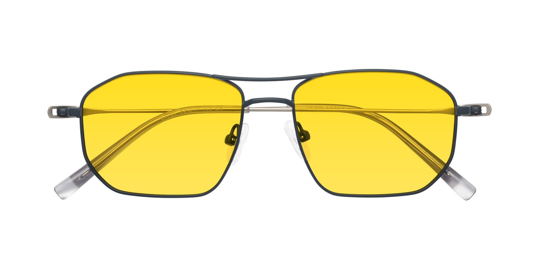 Folded Front of Cress in Stone Blue-Silver with Yellow Tinted Lenses