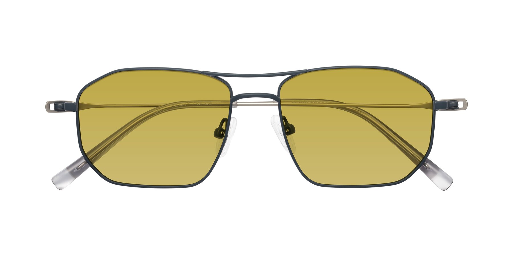 Folded Front of Cress in Stone Blue-Silver with Champagne Tinted Lenses