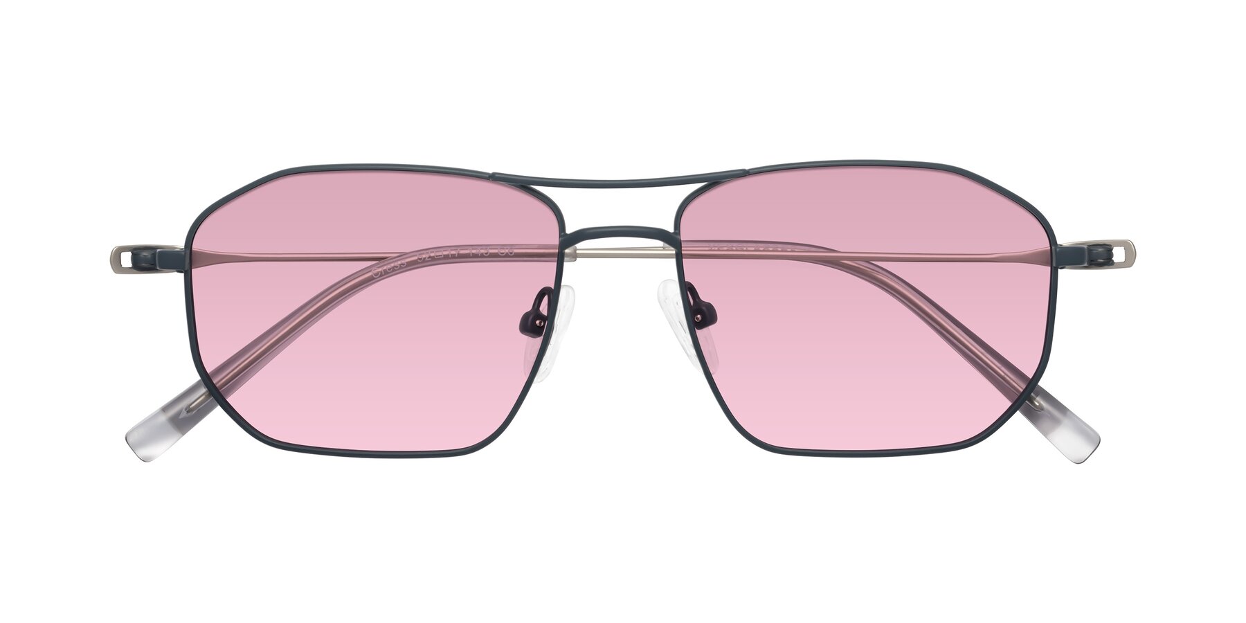 Folded Front of Cress in Stone Blue-Silver with Light Wine Tinted Lenses