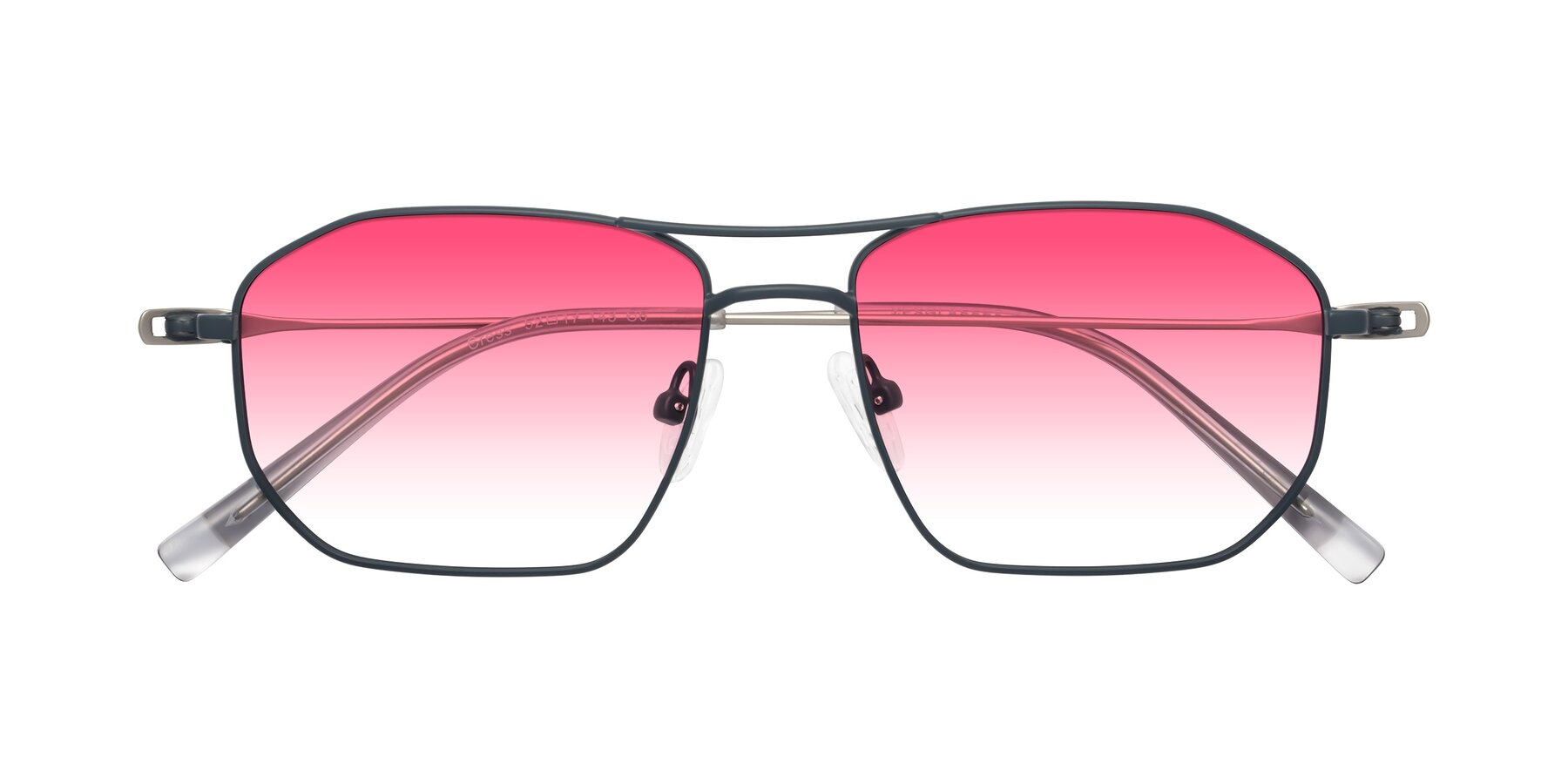 Folded Front of Cress in Stone Blue-Silver with Pink Gradient Lenses