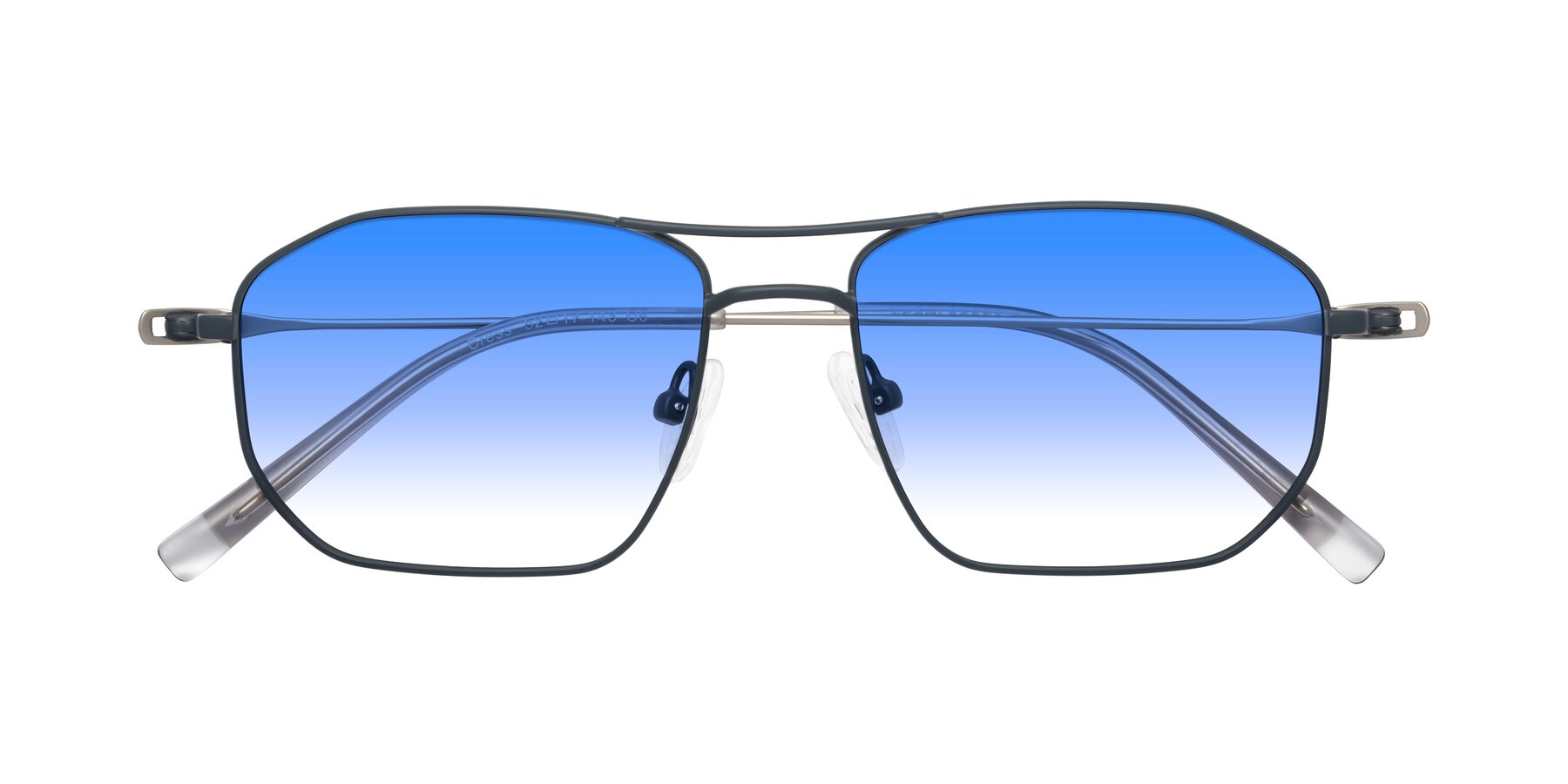 Folded Front of Cress in Stone Blue-Silver with Blue Gradient Lenses