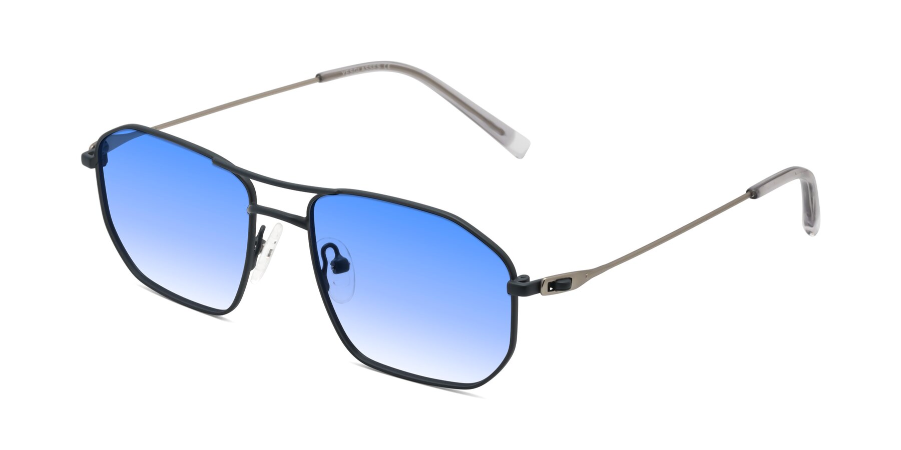 Angle of Cress in Stone Blue-Silver with Blue Gradient Lenses