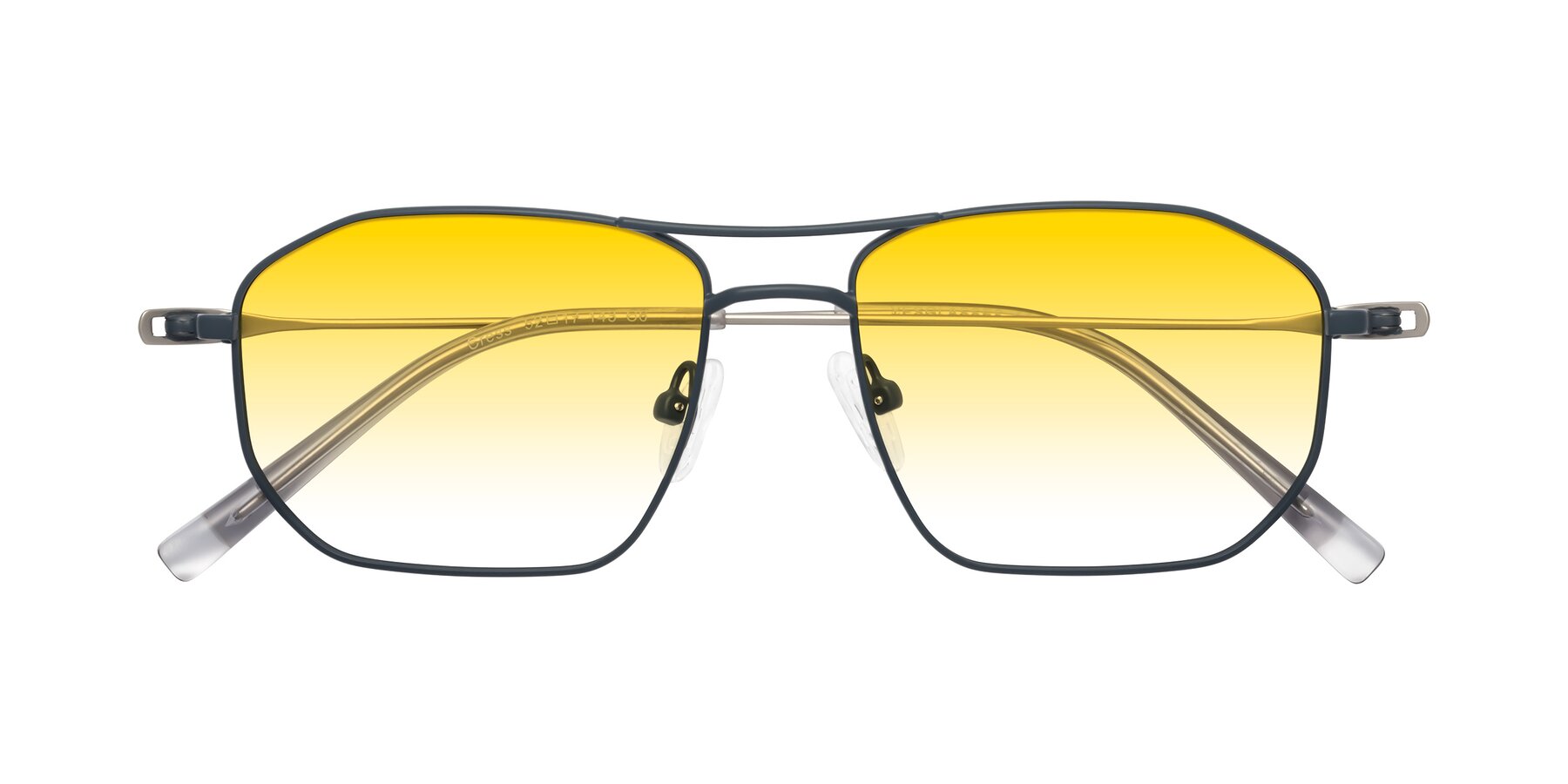 Folded Front of Cress in Stone Blue-Silver with Yellow Gradient Lenses