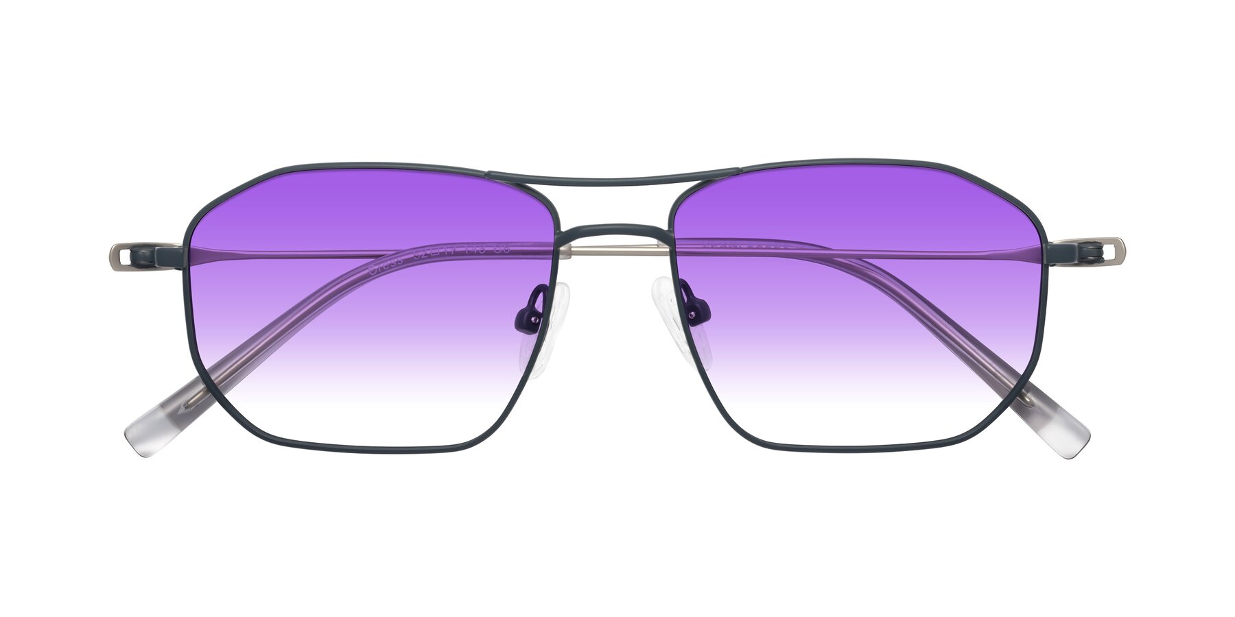 Folded Front of Cress in Stone Blue-Silver with Purple Gradient Lenses