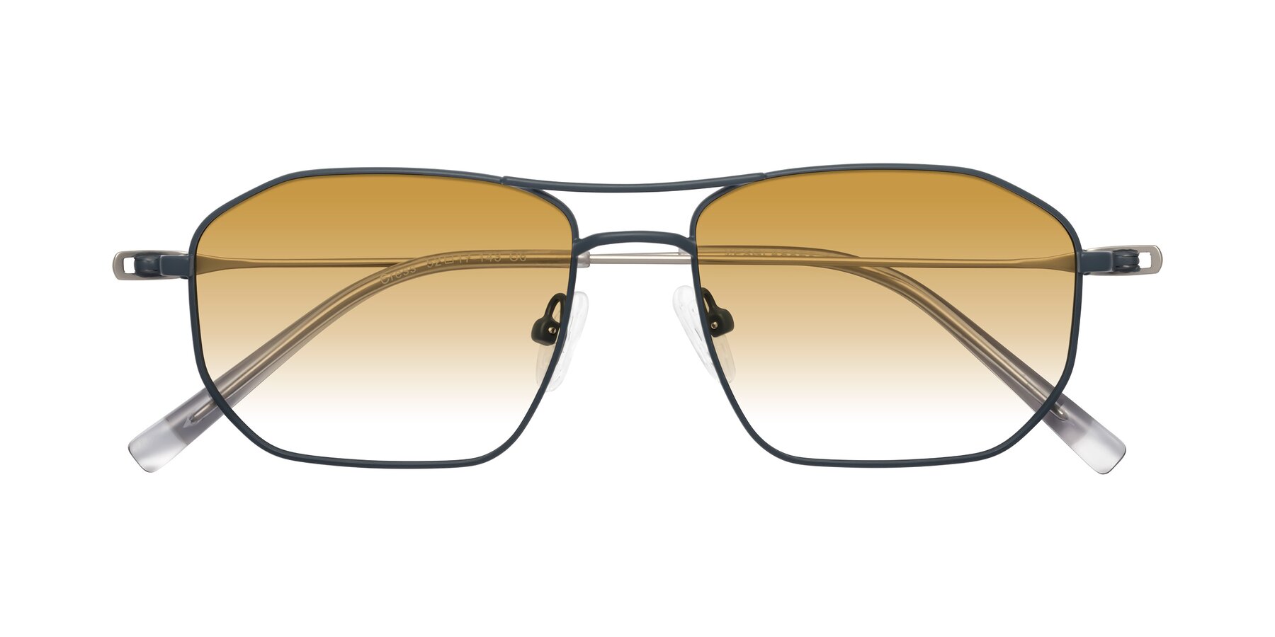 Folded Front of Cress in Stone Blue-Silver with Champagne Gradient Lenses