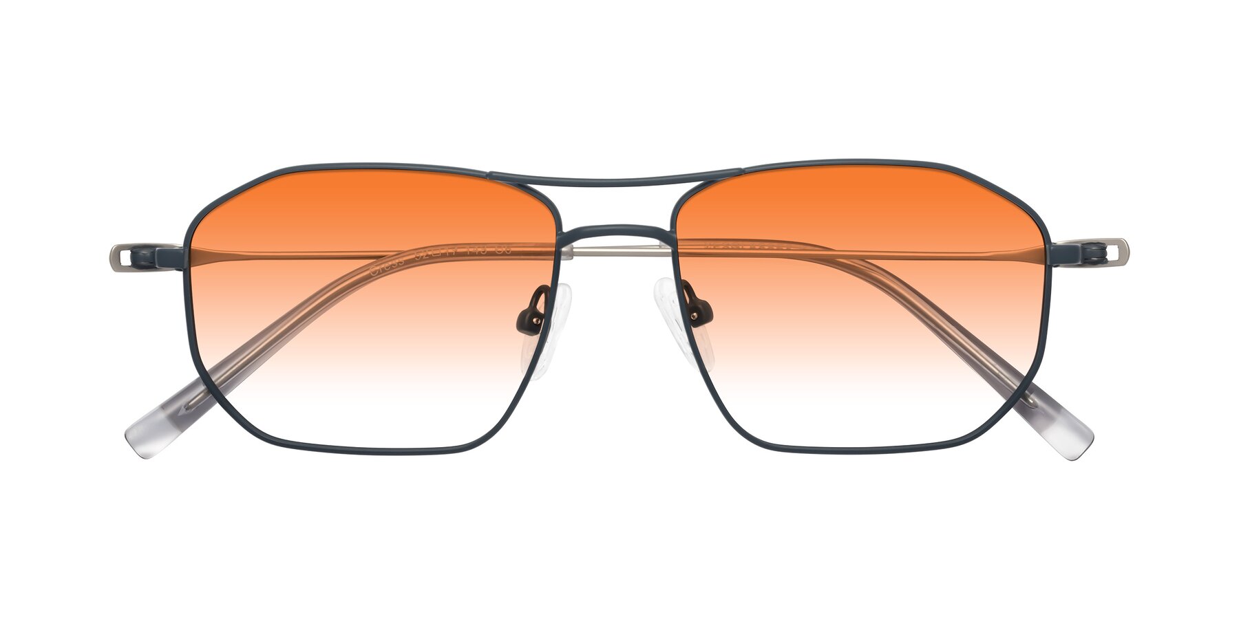 Folded Front of Cress in Stone Blue-Silver with Orange Gradient Lenses