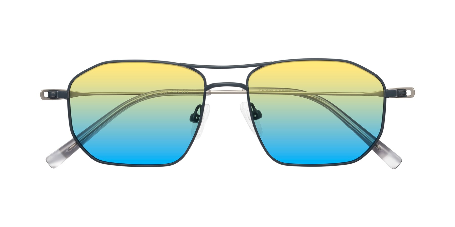 Folded Front of Cress in Stone Blue-Silver with Yellow / Blue Gradient Lenses