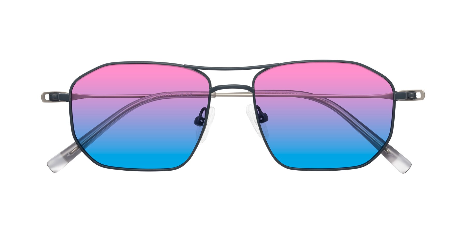 Folded Front of Cress in Stone Blue-Silver with Pink / Blue Gradient Lenses