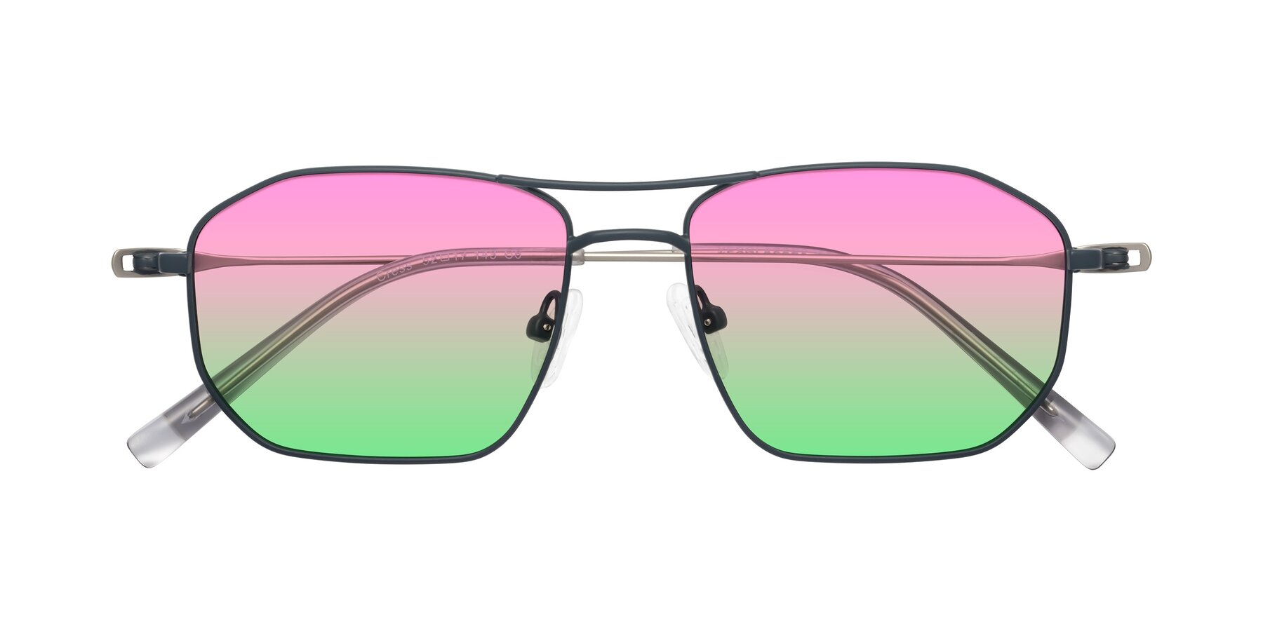 Folded Front of Cress in Stone Blue-Silver with Pink / Green Gradient Lenses