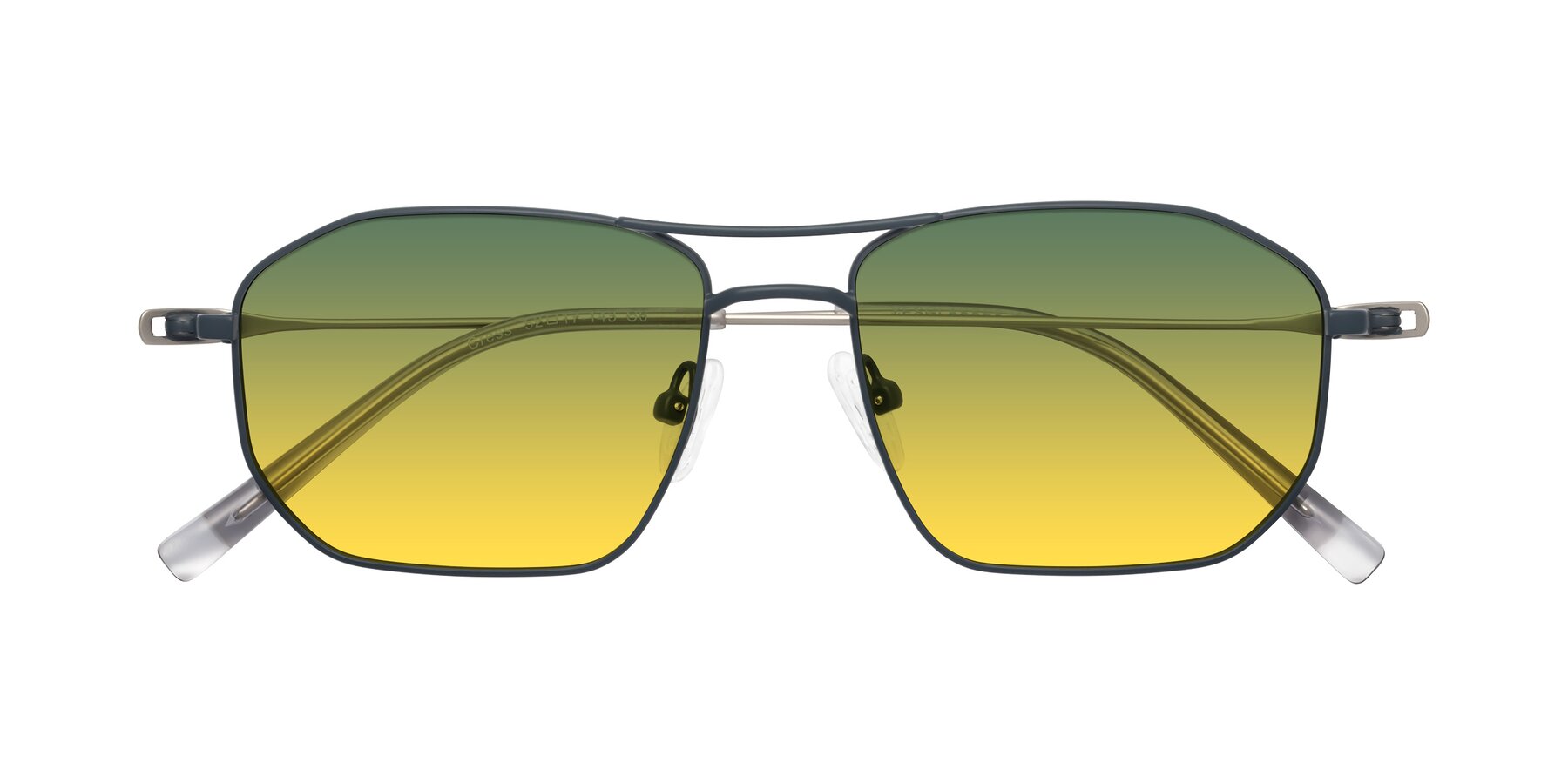 Folded Front of Cress in Stone Blue-Silver with Green / Yellow Gradient Lenses