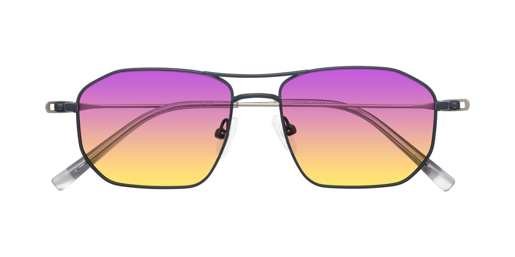 Folded Front of Cress in Stone Blue-Silver with Purple / Yellow Gradient Lenses