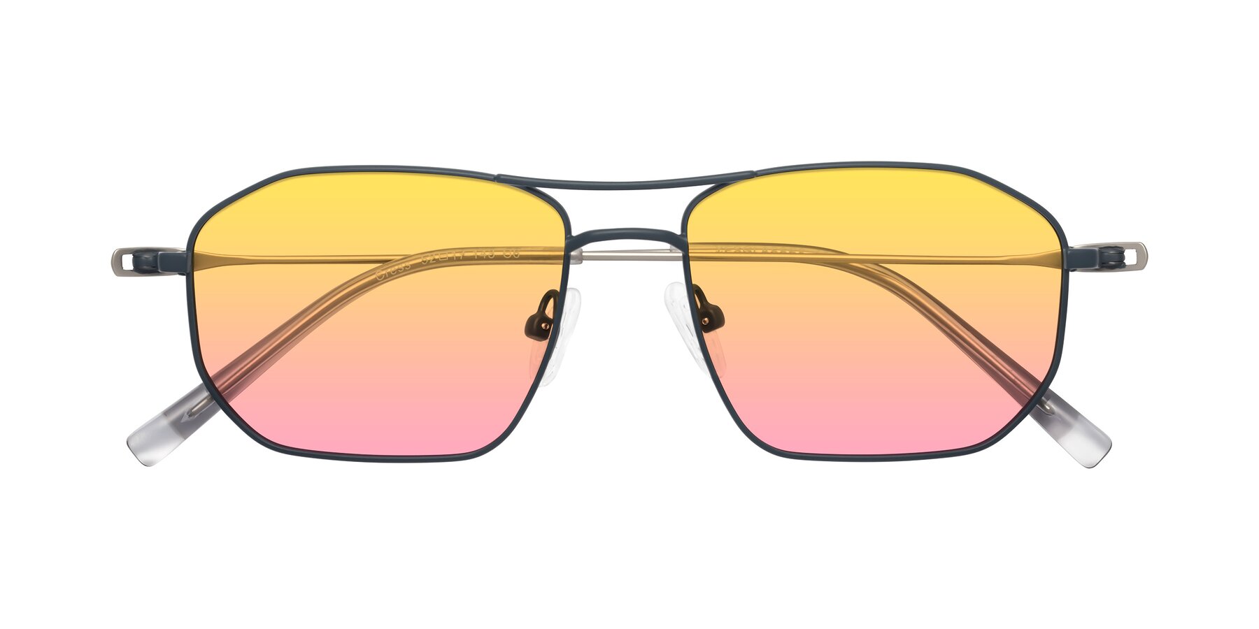 Folded Front of Cress in Stone Blue-Silver with Yellow / Pink Gradient Lenses