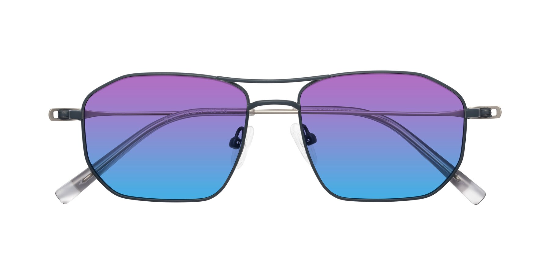 Folded Front of Cress in Stone Blue-Silver with Purple / Blue Gradient Lenses