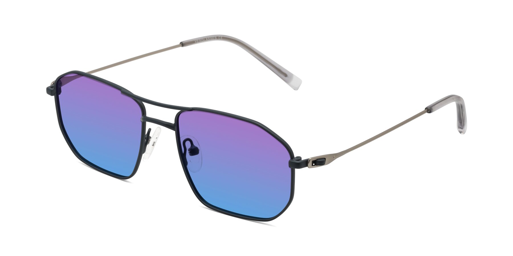 Angle of Cress in Stone Blue-Silver with Purple / Blue Gradient Lenses