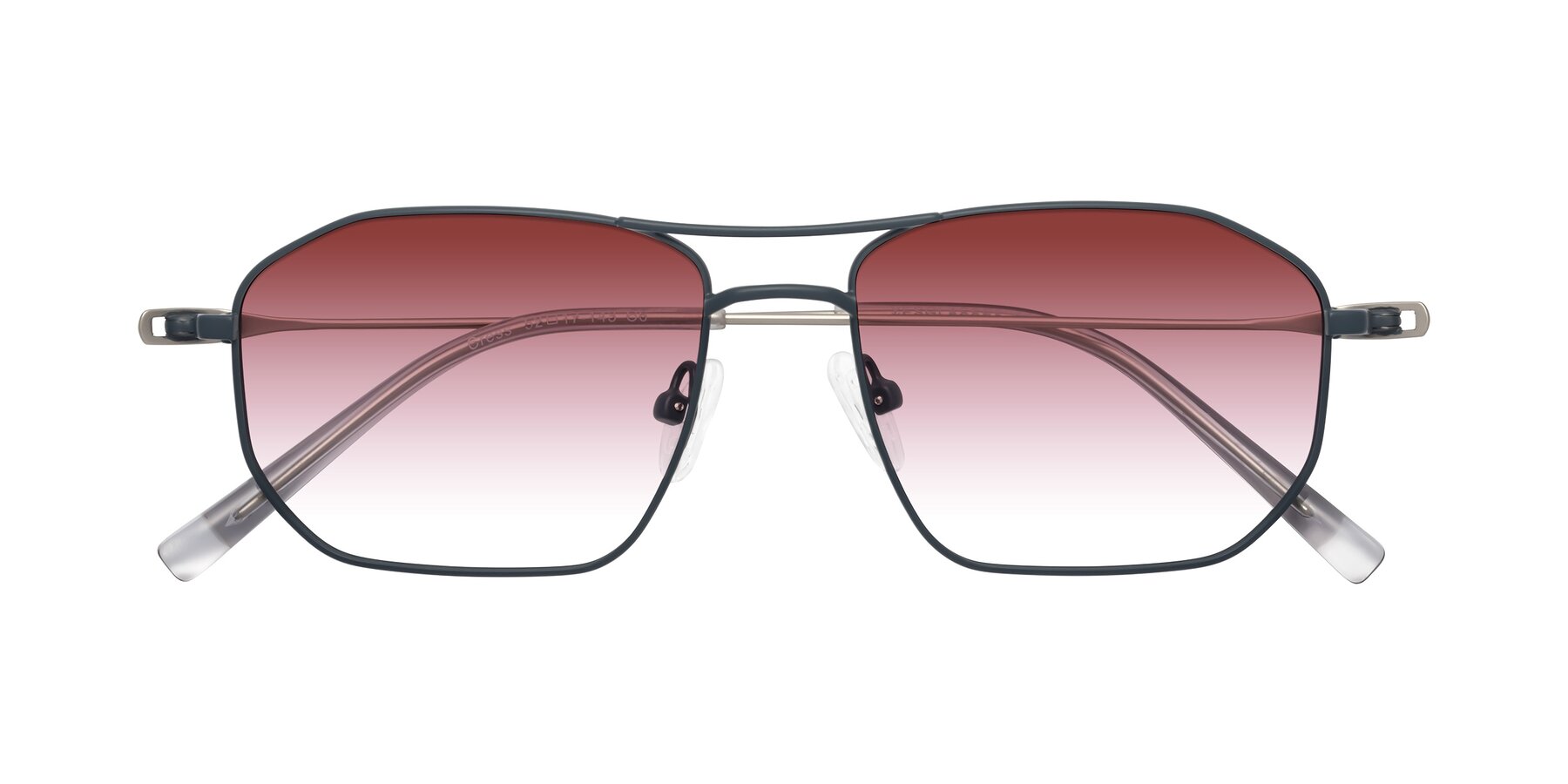 Folded Front of Cress in Stone Blue-Silver with Garnet Gradient Lenses