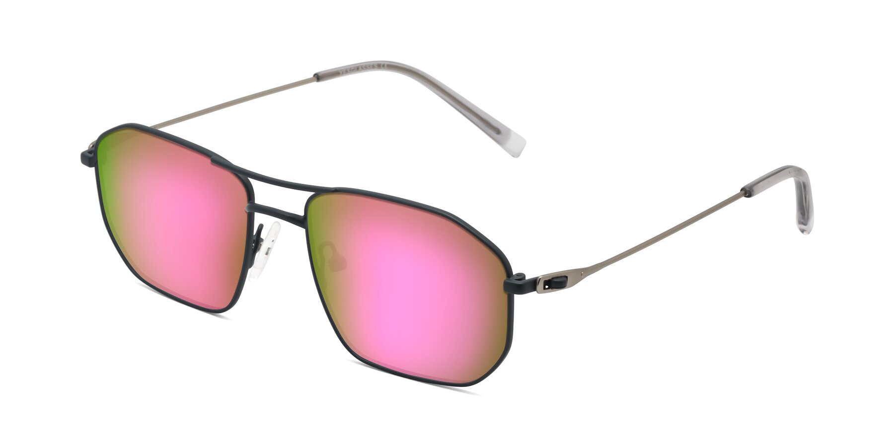 Angle of Cress in Stone Blue-Silver with Pink Mirrored Lenses