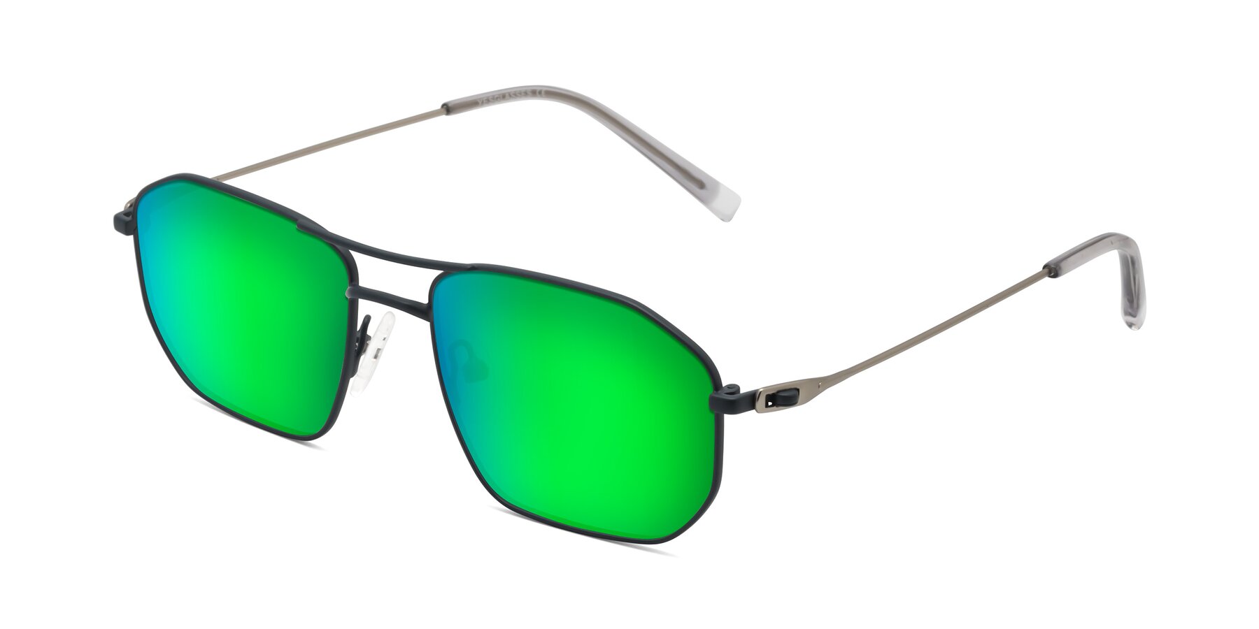 Angle of Cress in Stone Blue-Silver with Green Mirrored Lenses