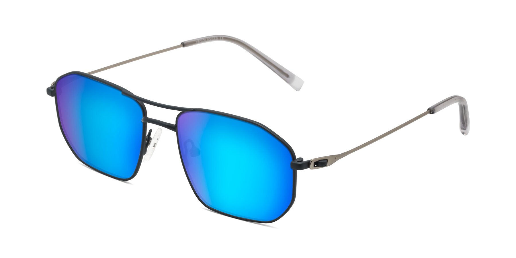 Angle of Cress in Stone Blue-Silver with Blue Mirrored Lenses