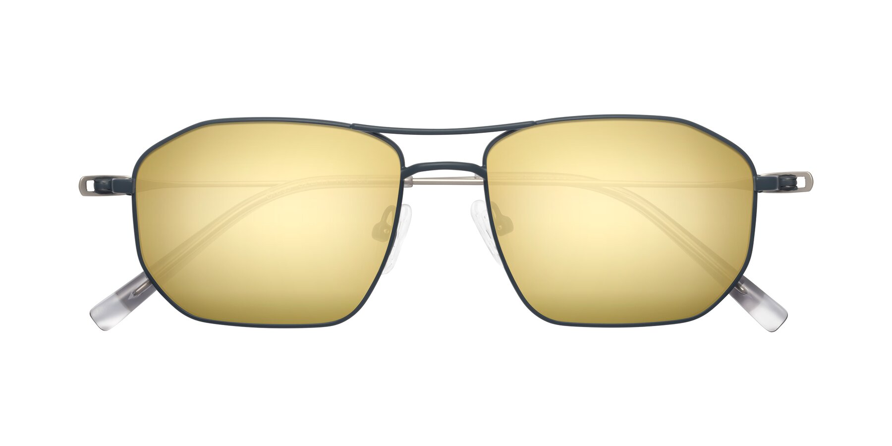 Folded Front of Cress in Stone Blue-Silver with Gold Mirrored Lenses