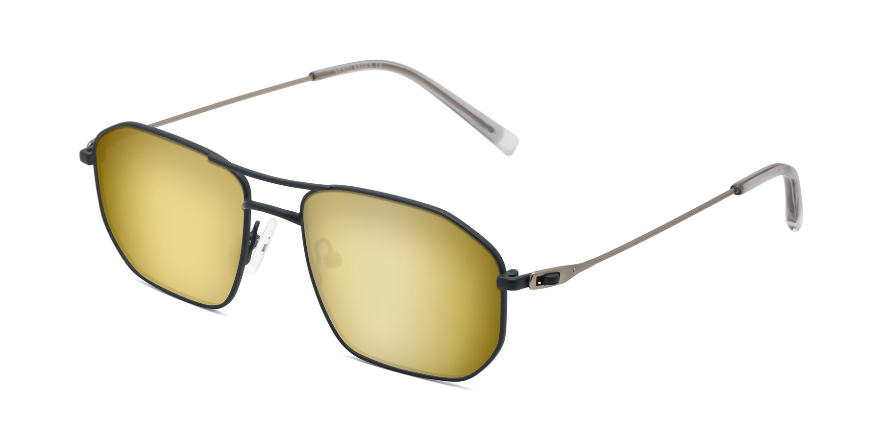 Angle of Cress in Stone Blue-Silver with Gold Mirrored Lenses