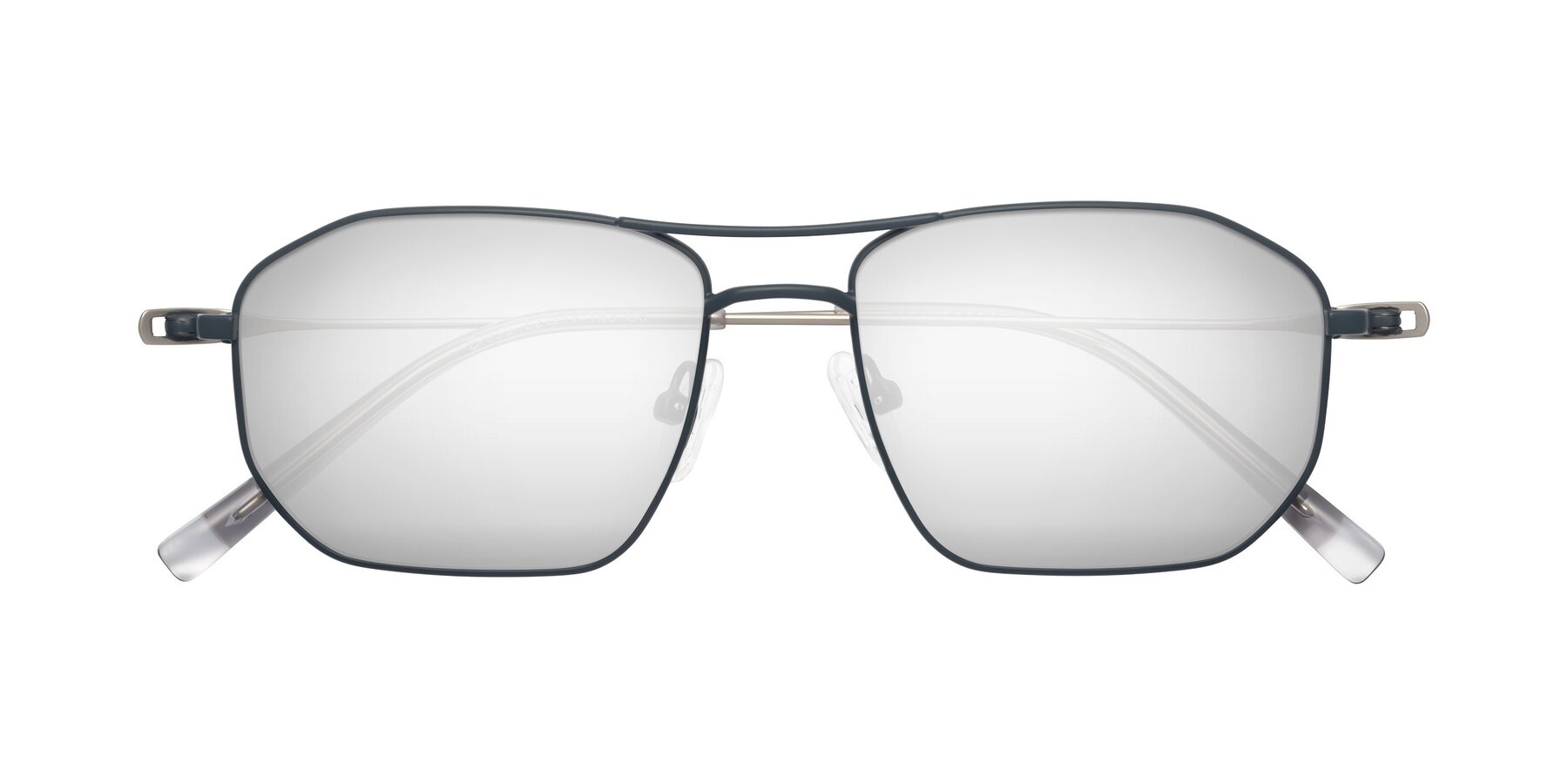 Folded Front of Cress in Stone Blue-Silver with Silver Mirrored Lenses