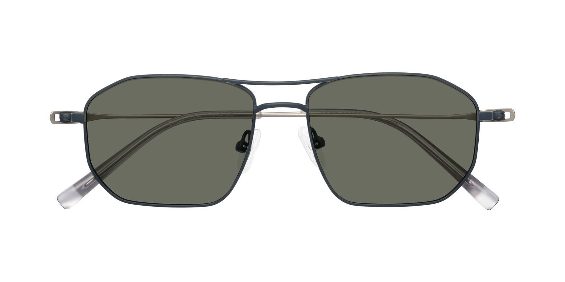 Folded Front of Cress in Stone Blue-Silver with Gray Polarized Lenses