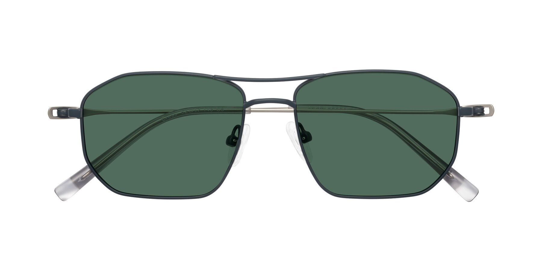 Folded Front of Cress in Stone Blue-Silver with Green Polarized Lenses