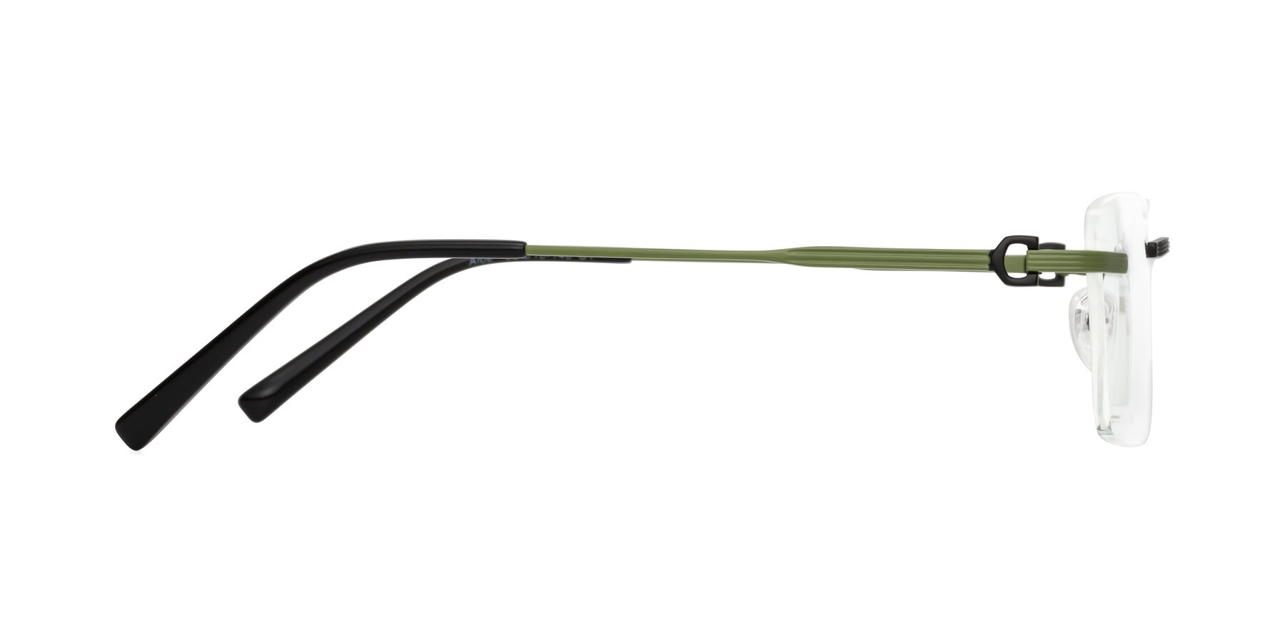 Side of Aloe in Black-Green with Clear Eyeglass Lenses