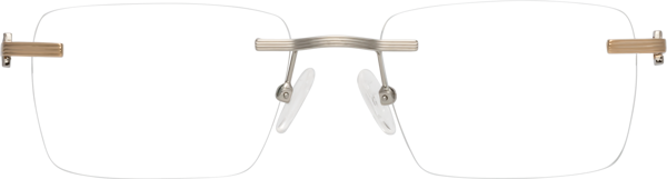 Silver/Gold Metal Rectangle Rimless Eyeglasses - Aloe