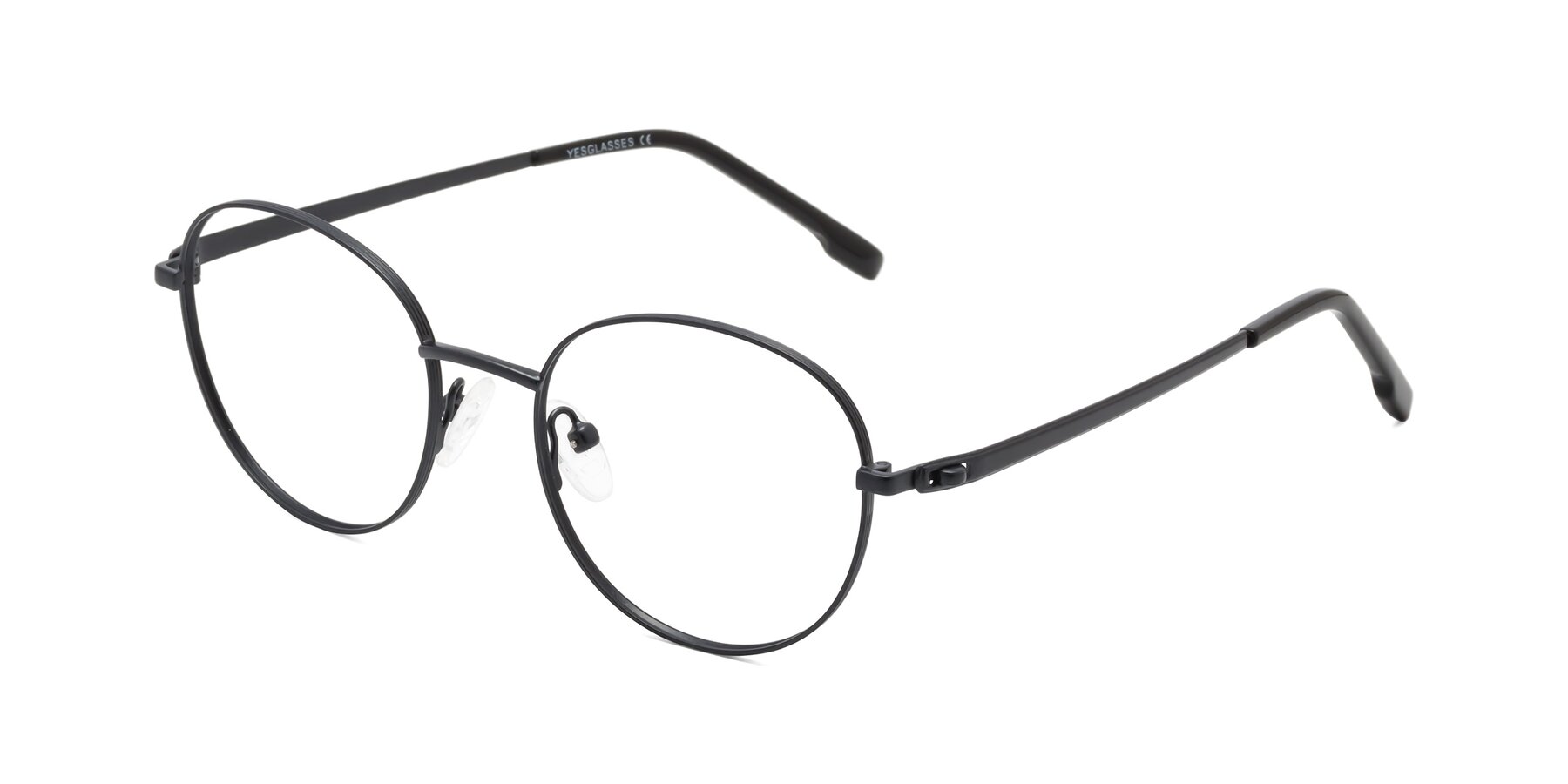 Angle of Bean in Matte Black with Clear Eyeglass Lenses