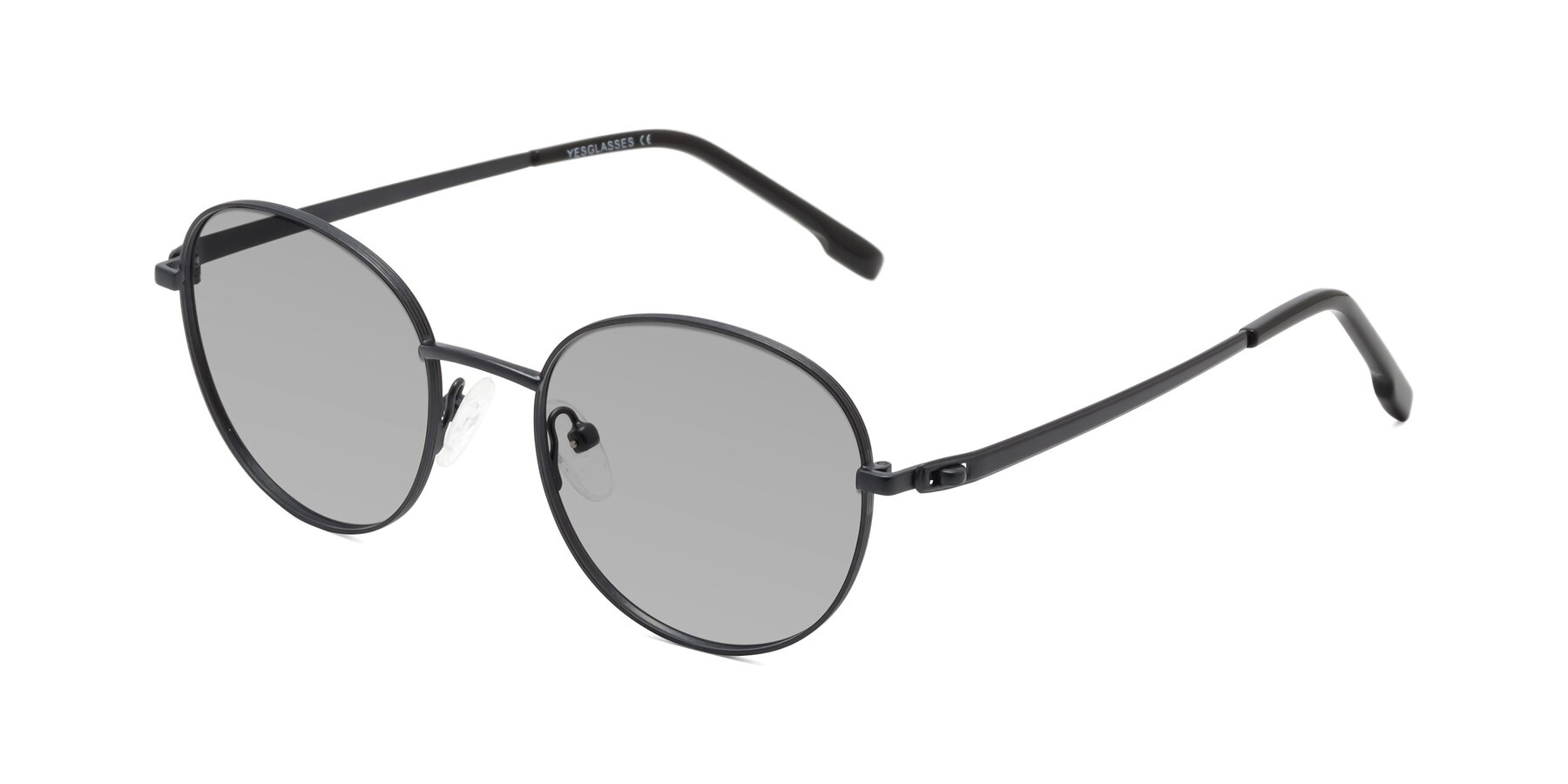 Angle of Bean in Matte Black with Light Gray Tinted Lenses