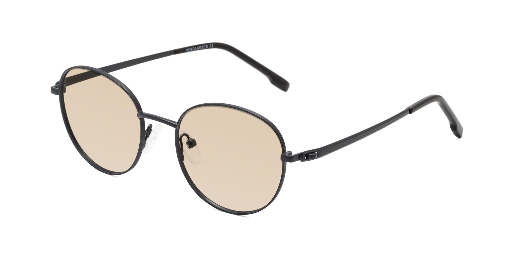 Angle of Bean in Matte Black with Light Brown Tinted Lenses