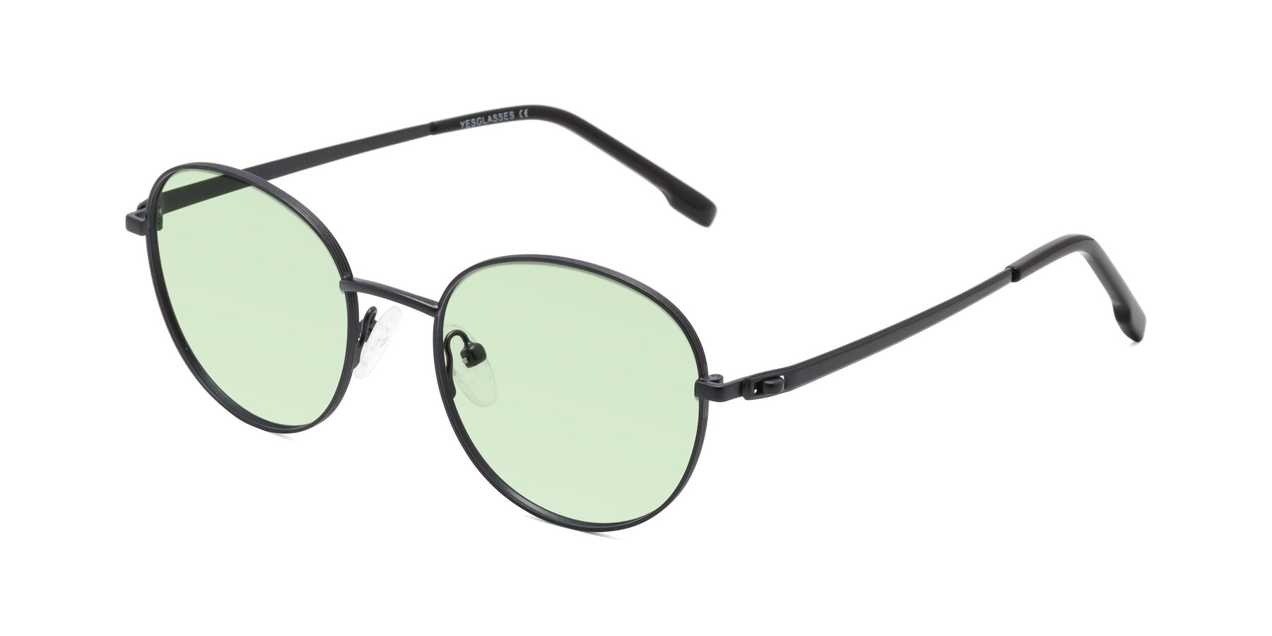 Angle of Bean in Matte Black with Light Green Tinted Lenses