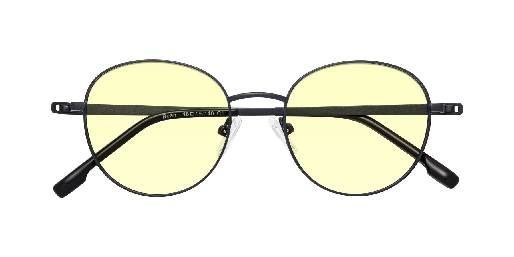 Folded Front of Bean in Matte Black with Light Yellow Tinted Lenses