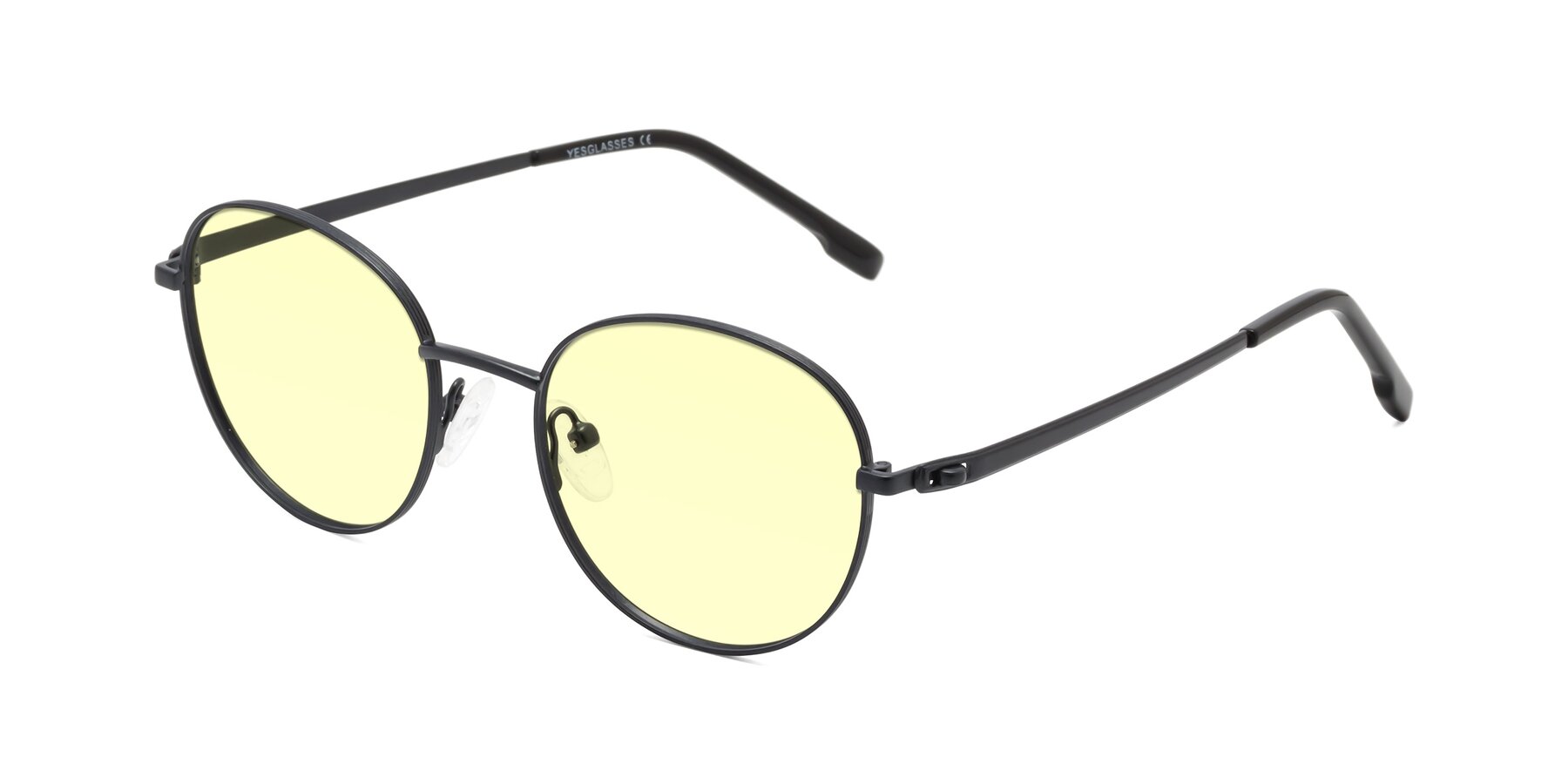 Angle of Bean in Matte Black with Light Yellow Tinted Lenses