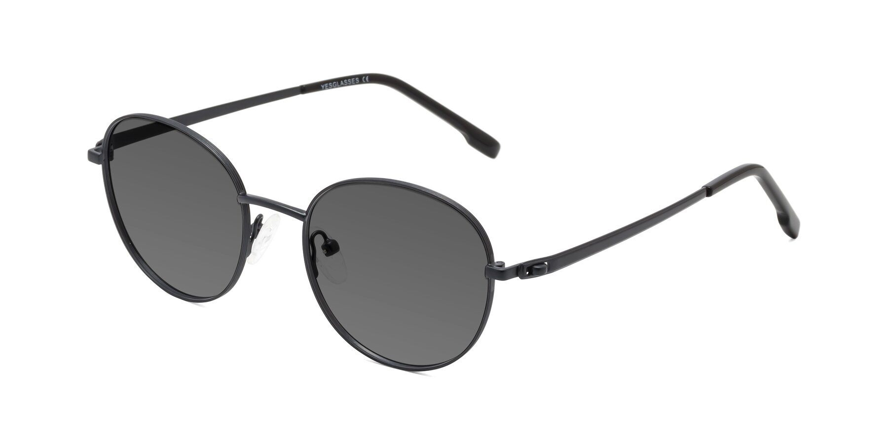 Angle of Bean in Matte Black with Medium Gray Tinted Lenses