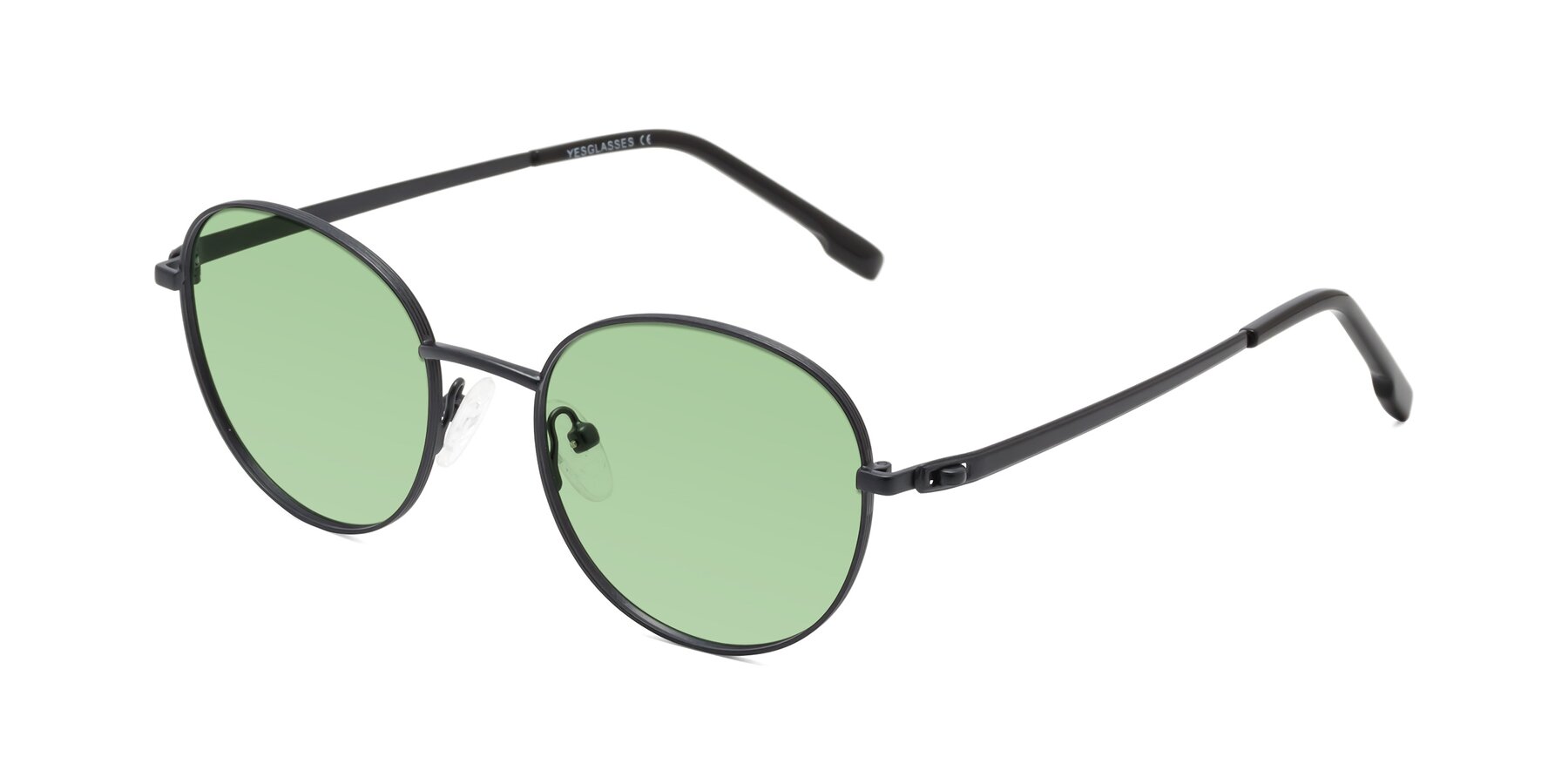 Angle of Bean in Matte Black with Medium Green Tinted Lenses