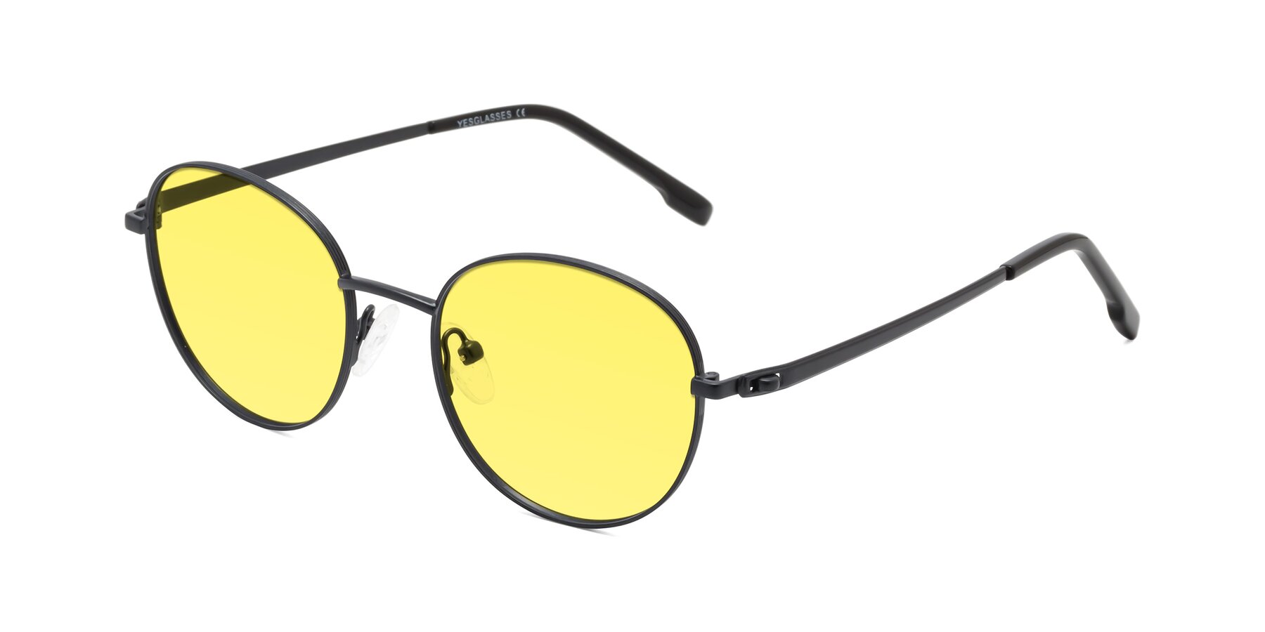 Angle of Bean in Matte Black with Medium Yellow Tinted Lenses