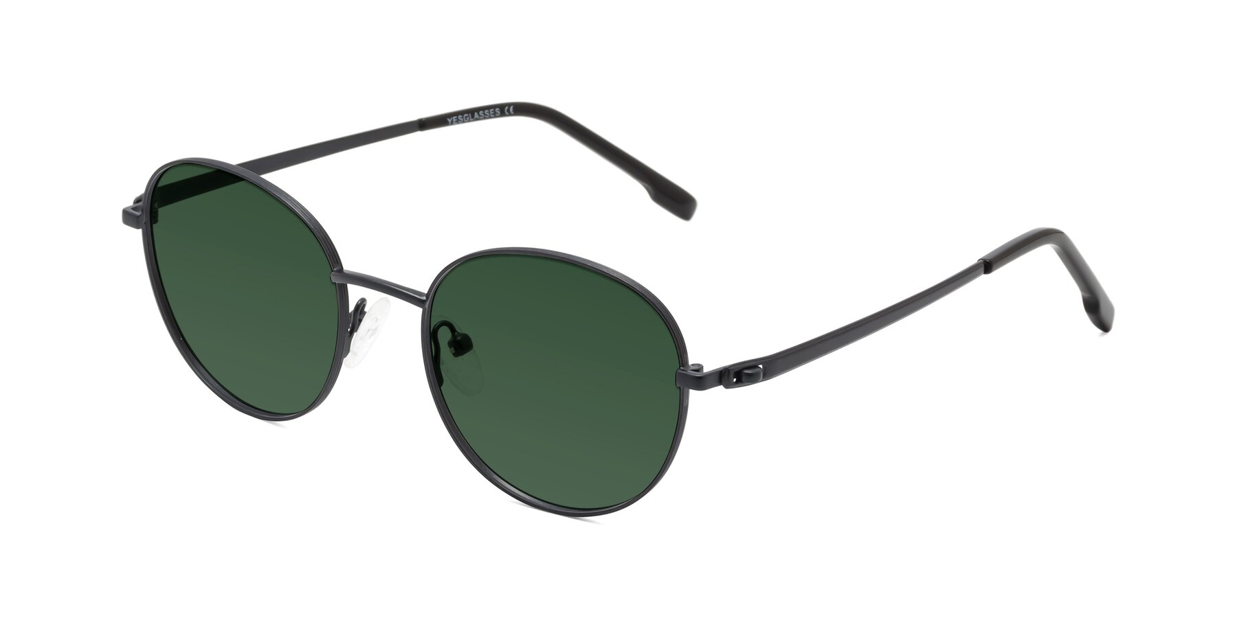 Angle of Bean in Matte Black with Green Tinted Lenses