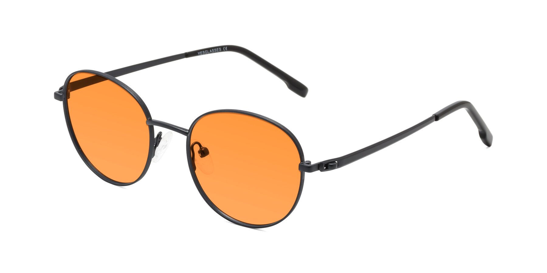 Angle of Bean in Matte Black with Orange Tinted Lenses