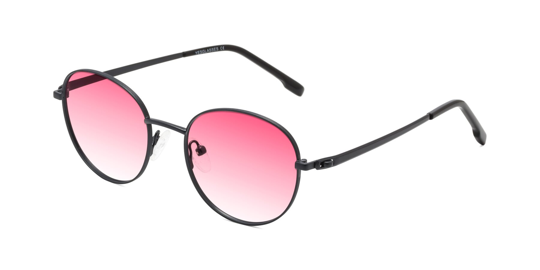 Angle of Bean in Matte Black with Pink Gradient Lenses