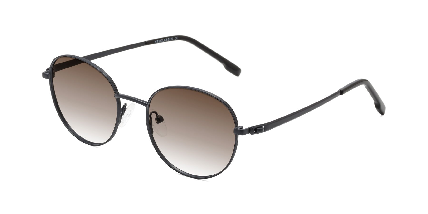 Angle of Bean in Matte Black with Brown Gradient Lenses